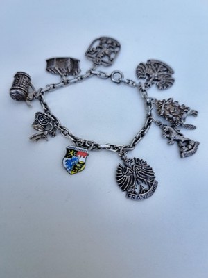 Vintage German 800 Silver Charm Bracelet  Charms