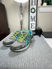 Asics Grey, Turquoise  Yellow Running Shoes US 10