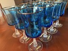 Set of 12 Noritake Paris Iced Tea Glasses Blue Crystal Goblets w/ Platinum Rim — photo 3