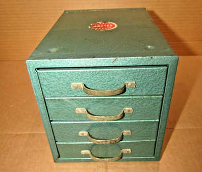 Vintage WARDS MASTER QUALITY Metal 4 Drawer Small Parts Cabinet Green 8.5''x6x6