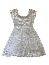 reformation rare klara linen dress lace up bodice size 2 white cream milk maid