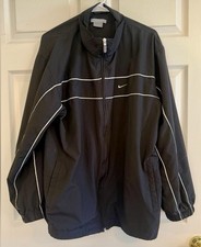 Vintage Nike Windbreaker Jacket Mens XL Black Grey Piping Silver Tag Y2K Track