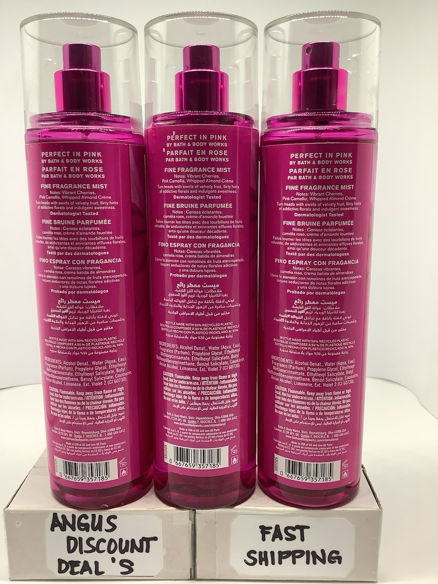 Bath & Body Works 3 PACK PERFECT IN PINK 8oz, Fine Fragrance Mist