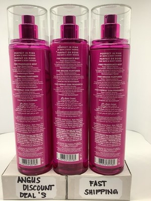 Bath & Body Works 3 PACK PERFECT IN PINK 8oz, Fine Fragrance Mist