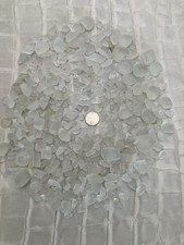 BEACH SEA GLASS SURF FROSTED WHITE ASSORTED SIZES VALUES 2 POUNDS