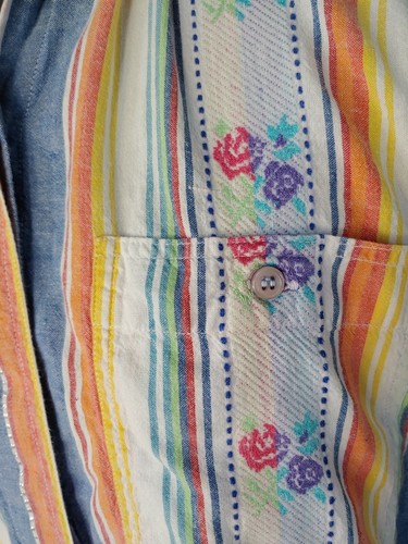 Vintage Oversized Striped & Floral Button Down Short Sleeved Top Size LG? - Picture 4 of 10