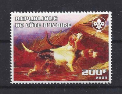 Dog Art Body Portrait Postage Stamp OTTERHOUND OTTER HOUND Cote D'Ivoire MNH