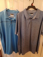 PGA Tour Mens Polo Shirts 2 Blue Golf 2XL Polyester Pullover Short Sleeve Used