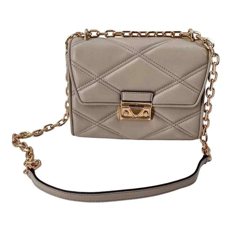 Michael Kors Serena MD Flap Shoulder Light Sand Quilted Vegan