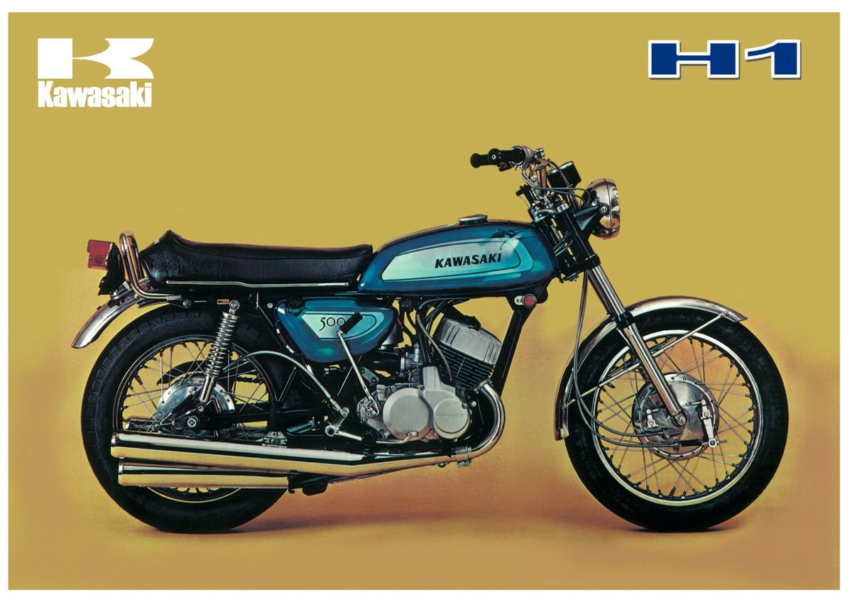 KAWASAKI Poster H1 Mach III 1971 H1A 500 Suitable to Frame #2 Tan
