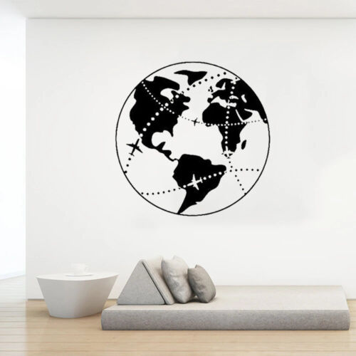 Earth Nature Globe World Map Wall Sticker Vinyl Decor Travel Plane Office Studio - Foto 1 di 8