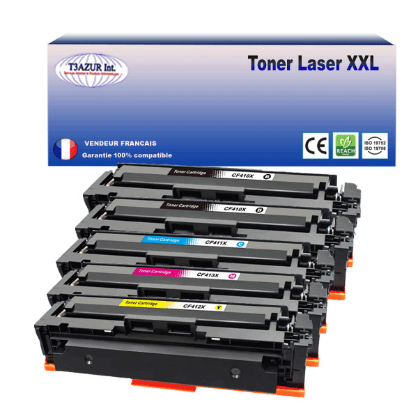 Toner CF410X compatible HP Color LaserJet Pro M452dn lot de 5