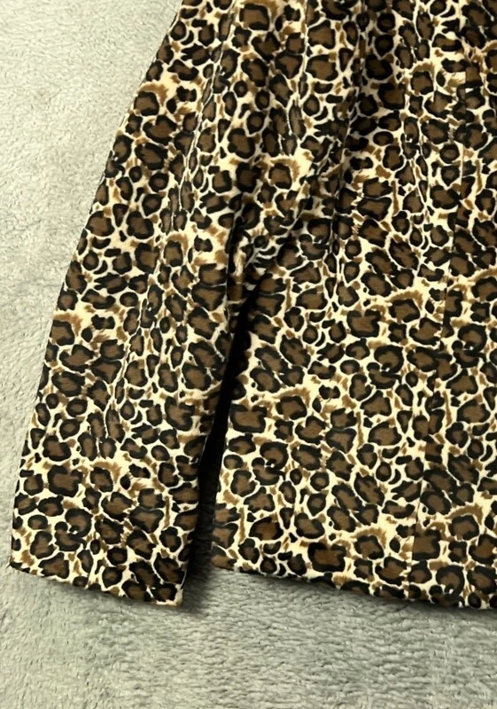 Investments Womens 14 Faux Fur Coat Leopard Jacket Brown Animal Print Lined - Image 4 of 4