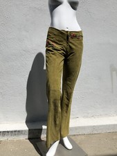 Vintage Fendi Embroidered wide Bottoms Suede Leather hippie Pants size 40 used