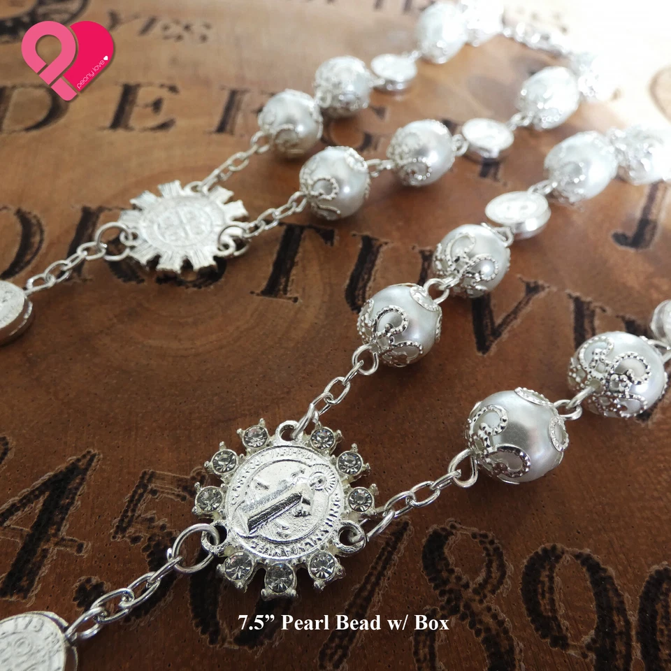 100 Wholesale Bulk Pearl Rosary Bracelet Baptism Wedding Party Favor Gold Silver - Image 2 of 4