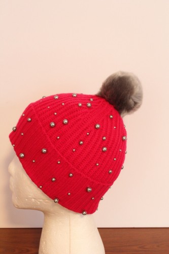Women's Cashmere Hot Pink Faux Pearls \u0026 