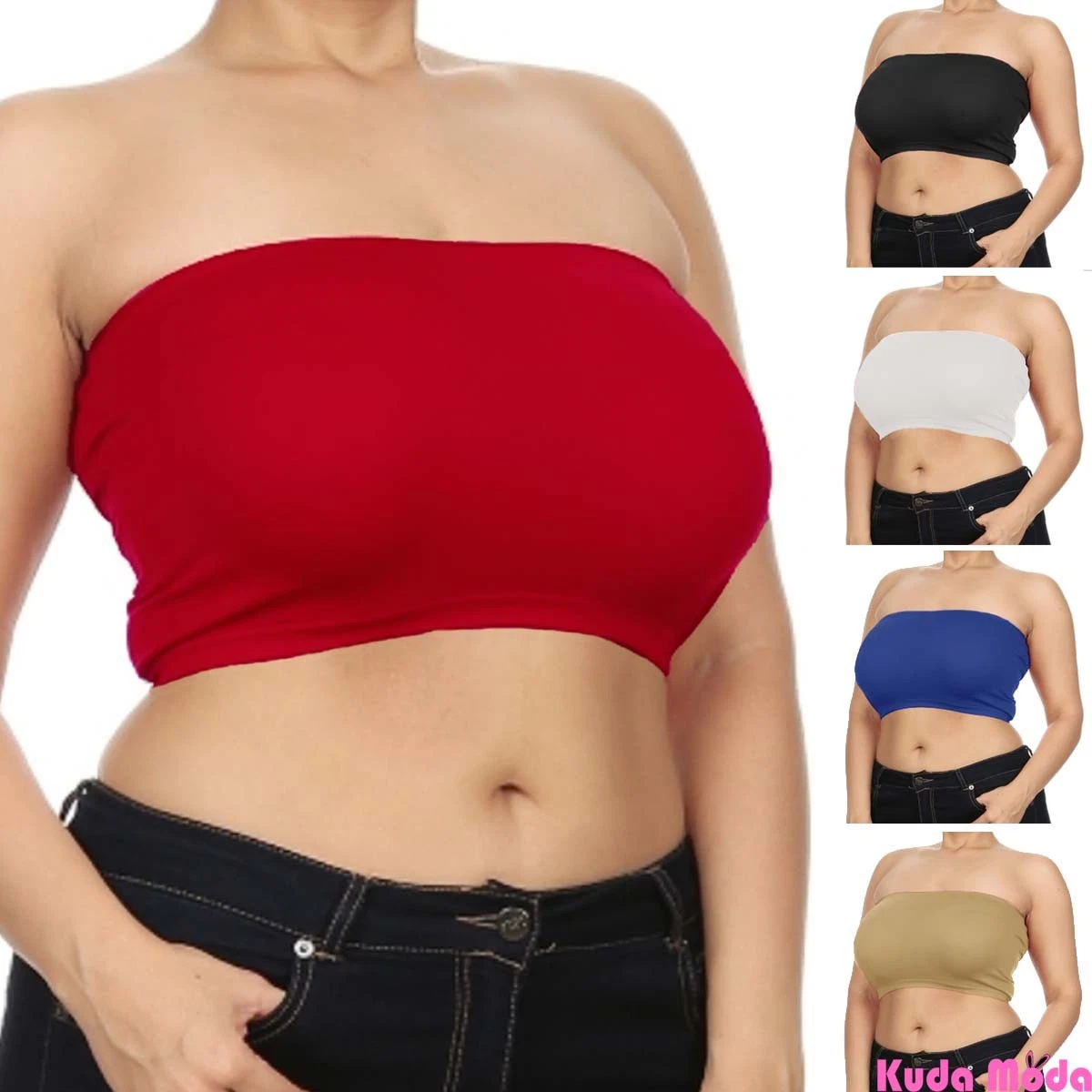 Women Seamless Bandeau Bra Tube Top Plus Size XL 1X 2X 3X 4X No Pad Wire  Free