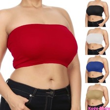Women Seamless Bandeau Bra Tube Top Plus Size XL 1X 2X 3X 4X No Pad Wire Free