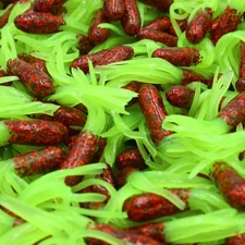 40 pk 1.5" Scale Red / Chartreuse Crappie Fishing Tube Jig Skirts Bluegill Perch