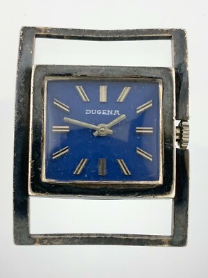 Dugena Signed Square Face Ladies Wristwatch 800 Silver Case No Band W061