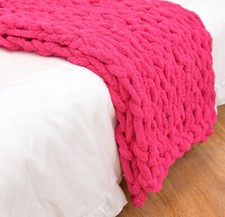 Luxury Large Soft Wool Chunky Knit Thick Blanket Hand-woven Throw Sofa Chair Rug