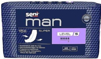 SENI Man Super Level 5 Einlagen für Herren, 40 x 9 cm, 870ml Saugl. (0,54/Stk.)