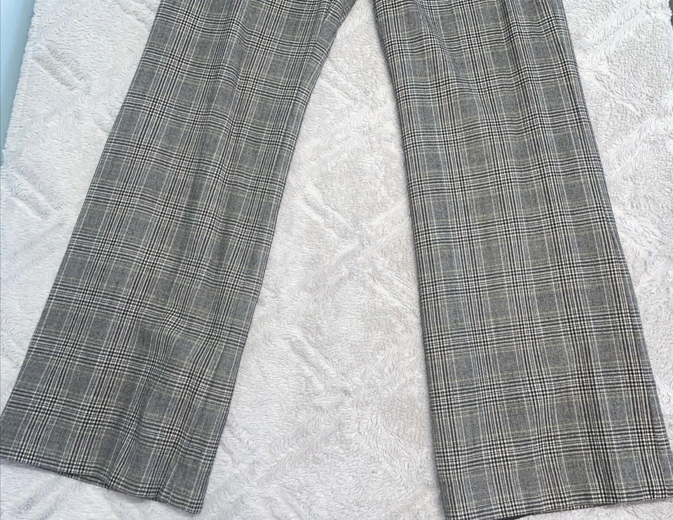 Ann Taylor Womens 6 Lined Virgin Wool Blend Dress Pants Brown Beige Yellow Plaid - Image 3 of 4