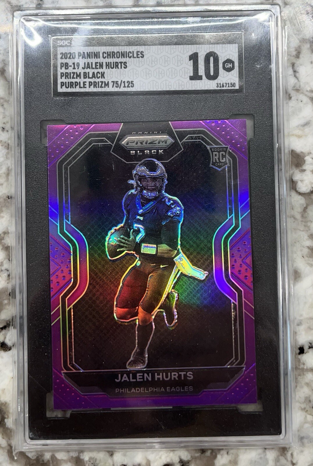 2020 Panini Chronicles - Prizm Black Purple #PB-19 Jalen Hurts /125 (RC)