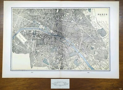 フランスアンティーク　MAP Vintage 1896 PARIS FRANCE Map 22