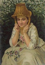 1880's Dr. Jayne's Tonic Vermifuge Lovely lady Wearing Basket As Hat P56