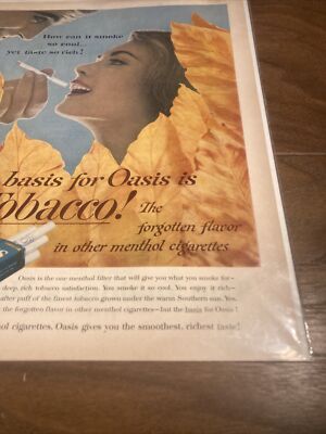 Oasis Cigarettes Menthol Tobacco Vintage 1961 Print Ad Life Magazine