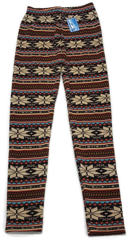 Leggings Boho Nórdicos Aislados Gruesos Cálidos Otoño Invierno Navidad Copo de Nieve S/M Foto 2 de 4