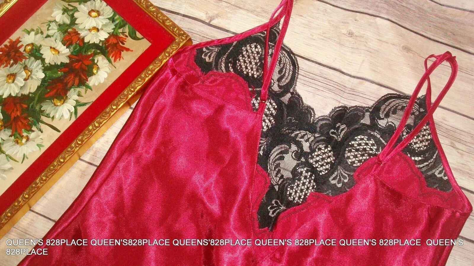 UNDERCOVER Victoria's Secret Red w Black Lace Gown Size S Small Vintage G Label EUC