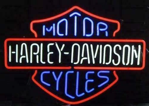 New Blue Harley Davidson HD US Motor Bike Real Glass Neon Sign