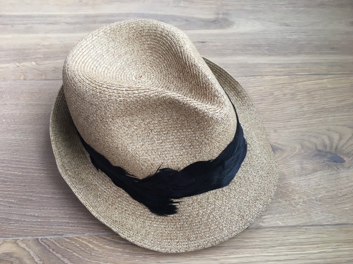 EUGENIA KIM Max Toyo Fedora Hat Beige Black Feather Sold Out  display picture 2