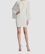 245 Aidan Mattox Women's White Long Pleated Sleeve Cutout Sheath Dress Size 6
