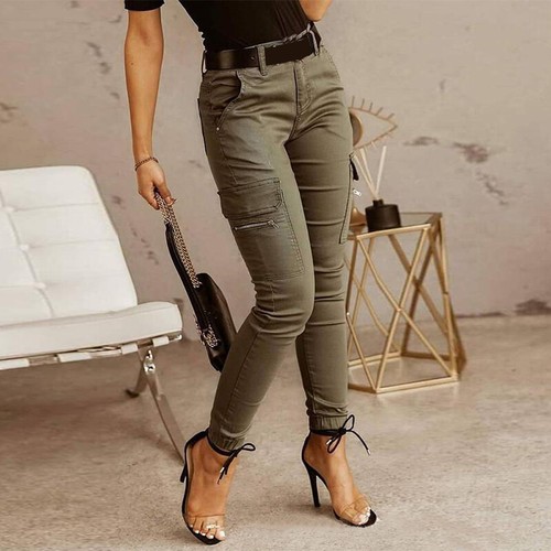 Womens High Waist Combat Cargo Trousers Joggers Casual Long Pants Casual Bottom~ - Bild 7 von 16