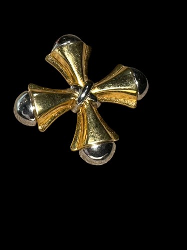 Vintage Pilar Crespi CONTESSA Brooch Pin Silver Gold Italy Cross Signed