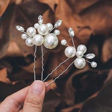 Pearl Bridal Hair Pins Crystal Bride Hair Piece Wedding Hair A Silver