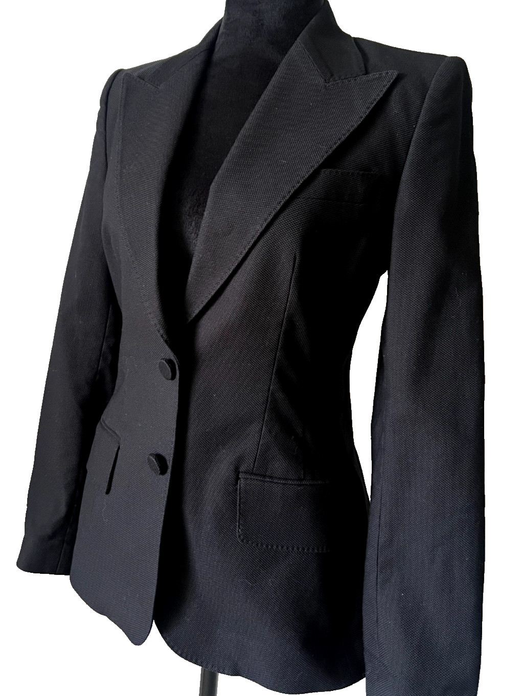 Blazer Dolce & Gabbana negro de un solo pecho con forro estampado de leopardo talla 42