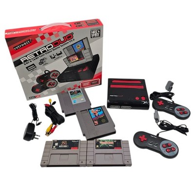 RetroDuo Nintendo NES & SNES 2in1 Twin Video Game Console System  w/ 4 Games