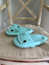 Shark Slides Unisex Adult Shark Sandal sandals aqua blue W-7.5-8.5, M 6-7
