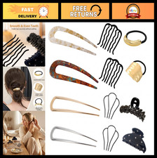12 PCS U-Shaped French Hair Pins, Metal Side Combs  Updo Styling Accessories