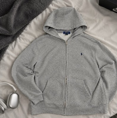 Polo Ralph Lauren Jungen Hoodie grau XL Fleece Zip Kapuze Kängurutasche