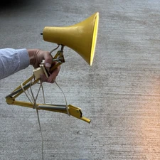 Vintage MCM Task Clamp Desk Table Lamp Drafting Light Articulating Yellow Adjust