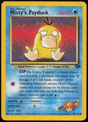MISTY'S PSYDUCK COMMON NON HOLO GYM CHALLENGE 90/132 ENG EX 2000 POKEMON KARTE