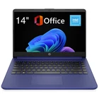 HP with Full Lifetime Microsoft Office Windows 11 Laptop 14" HD 128GB SSD Blue