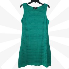 Women's Green M Shift Dress Knee Length Lace Overlay Boho Sleeveless Pullover