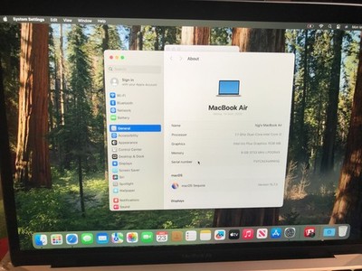 2020 Apple MacBook Air 13'' i3 1.1GHz 8GB 256GB Silver A2179 Service Battery #015