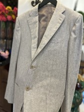 Kiton Men's Gray Silk Cashmere Tweed Blazer Two-Button Notch Lapel Size 40